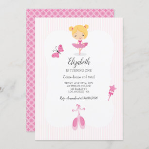 Pink Ballerina Party Einladung