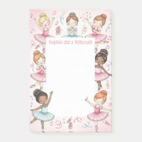 Pink Ballerina Personalisiert Mitzvah Hinweis