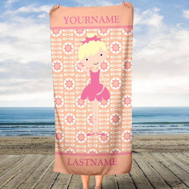 Pink Ballerina Personalisiert Strandtuch (Von Creator hochgeladen)