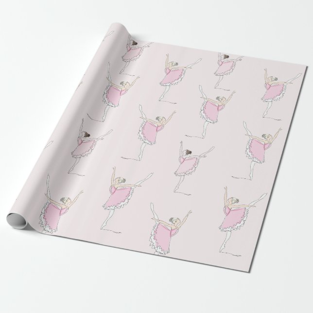 Pink Ballerina Pink Wrapping Paper Geschenkpapier (Ungerollt)