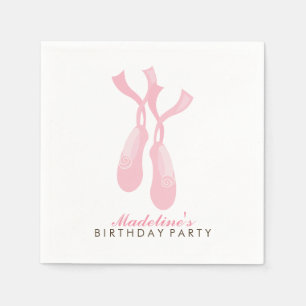 Pink Ballerina Pointe Shoes Girl's Birthday Party Serviette