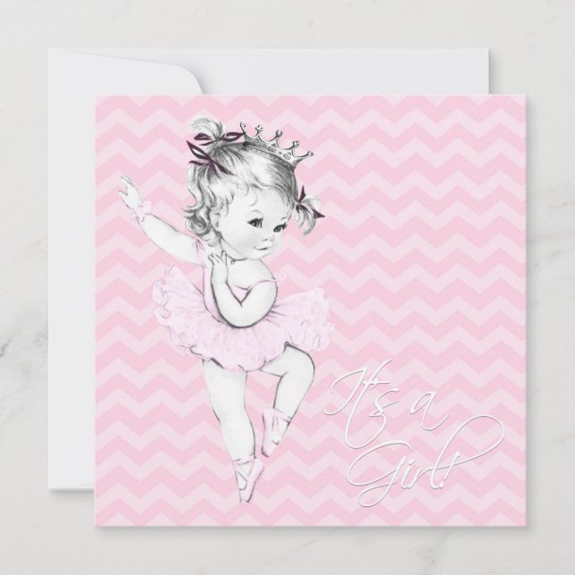 Pink Ballerina Princess Baby Dusche Einladung (Vorderseite)