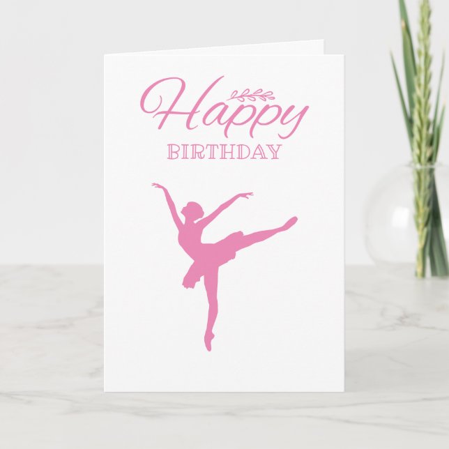 Pink Ballerina Silhouette - Geburtstag Karte (Vorderseite)
