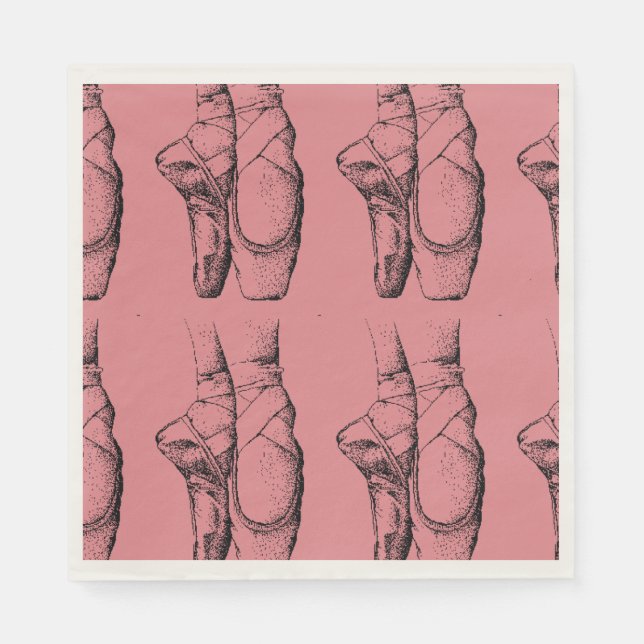 Pink Ballerina Slippers Ballett Papier Napkins Serviette (Vorderseite)