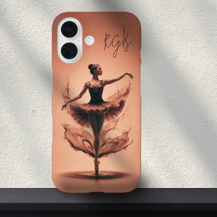 Pink Ballerina Splash Custom Initialen Ballett iPhone 16 Hülle