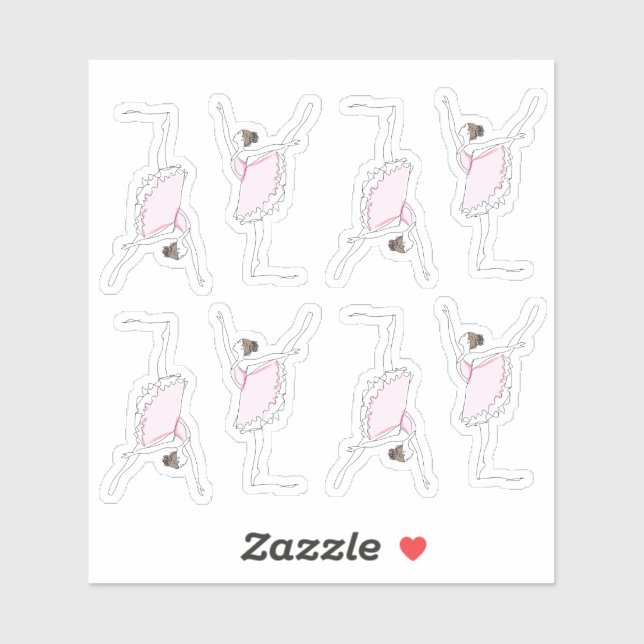 Pink Ballerina Sticker (Blatt)