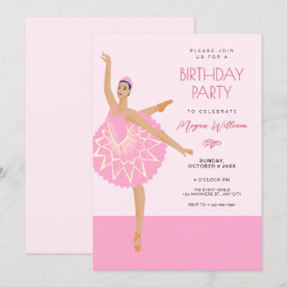 Pink Ballerina Tanzballet Geburtstag Einladung