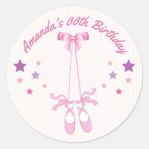 Pink Ballerina Thema Geburtstagsparty personalisie Runder Aufkleber