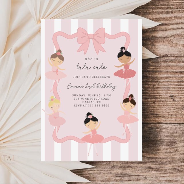 Pink Ballerina Tutu Cute Birthday Invitation Einladung (Von Creator hochgeladen)