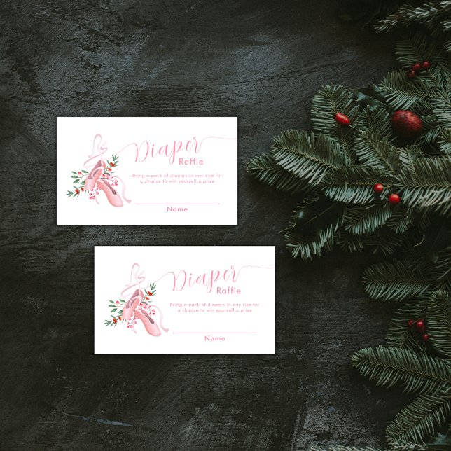 Pink Ballerina Tutu Diaper Raffle Baby Shower  Begleitkarte (Pink Ballerina Tutu Diaper Raffle Baby Shower Enclosure Card)