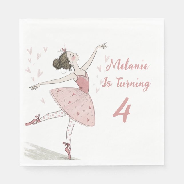 Pink Ballerina tutu Girl Paper Napkin Serviette (Vorderseite)