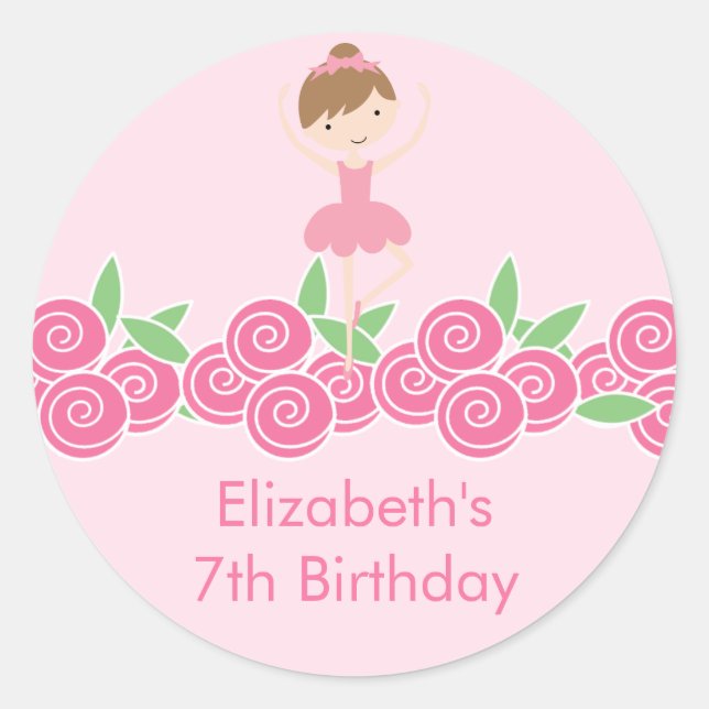 Pink Ballerina Tutu Tanz Geburtstagsparty Sticker (Vorderseite)