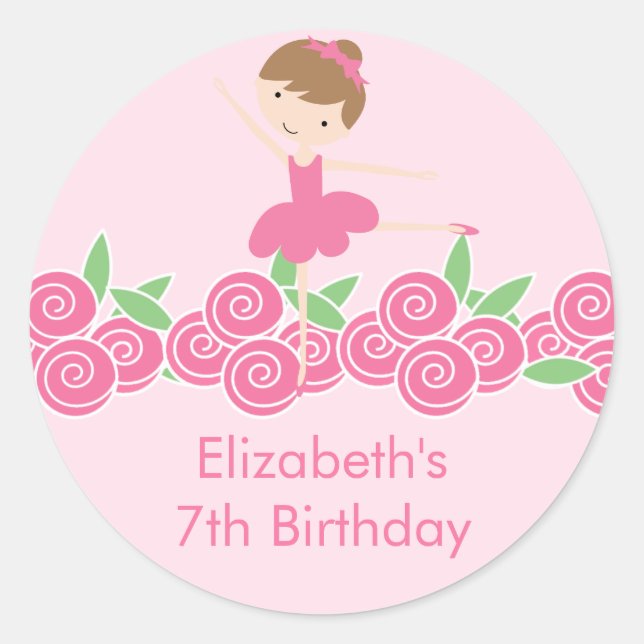 Pink Ballerina Tutu Tanz Geburtstagsparty Sticker (Vorderseite)