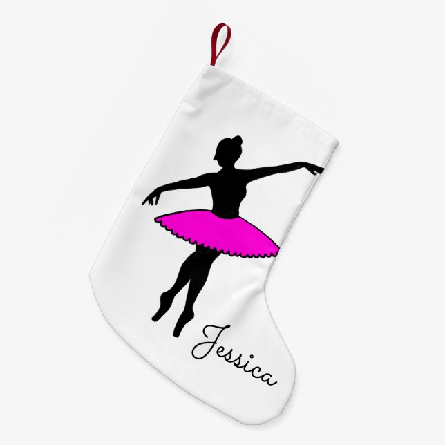 Pink Ballet Ballerina Tanzlehrer Neon Tutu Kleiner Weihnachtsstrumpf (Vorderansicht (hängend))