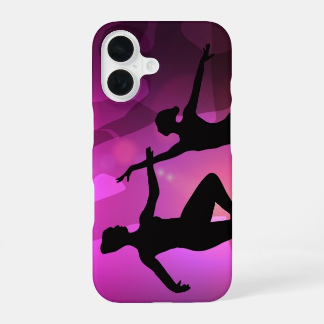 Pink Ballet Dancer Silhouette iPhone 16 Hülle (Rückseite)