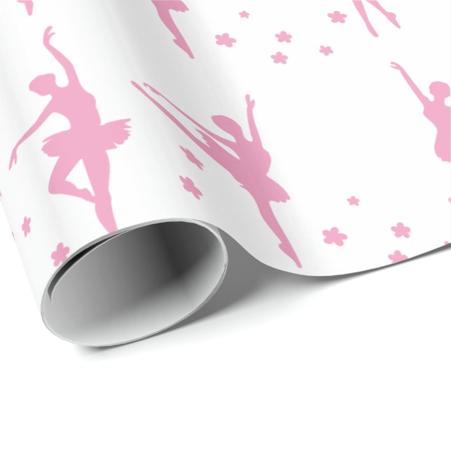 Pink Ballet Dancers Geschenkpapier (Rolleneckpunkt)