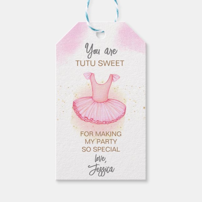 Pink Ballet Geburtstag vielen Dank Geschenkanhänger (Vorderseite)