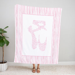 Pink Ballet Pointe Shoe Typography  Fleecedecke