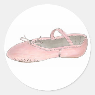 Pink Ballet Shoe Slipper Ballerina Dance Class Runder Aufkleber