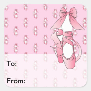 Pink Ballet Shoes Geschenktasten Quadratischer Aufkleber