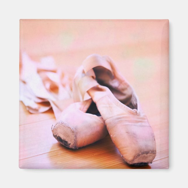 Pink Ballet Slipper Pointe Shoes Tanzvorlage Magnet (Vorne)