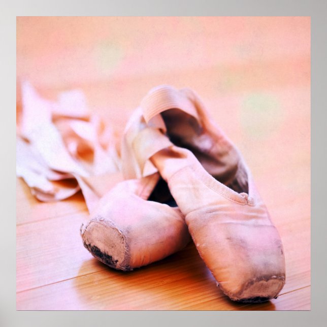 Pink Ballet Slipper Pointe Shoes Tanzvorlage Poster (Vorne)