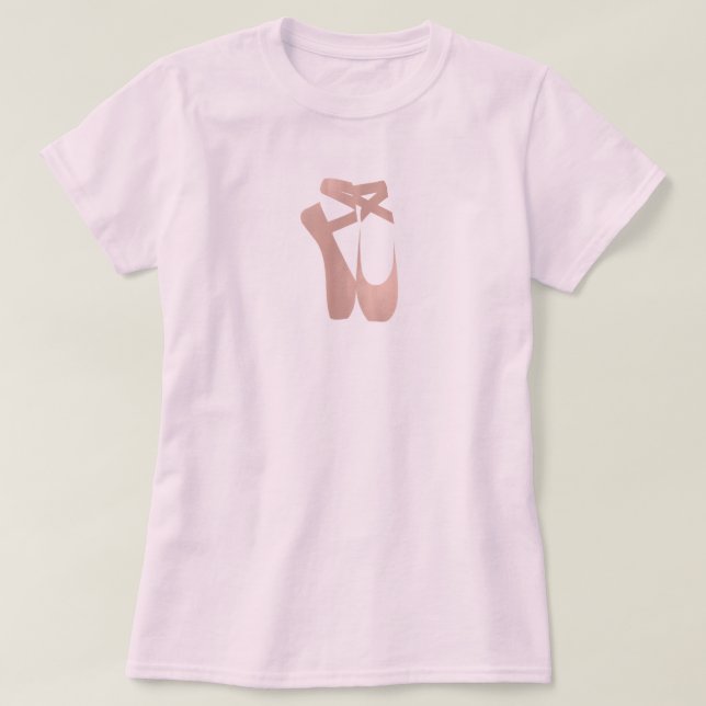 Pink Ballet Slippers Ballerina Rose Gold Bedroom T-Shirt (Design vorne)