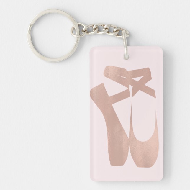 Pink Ballet Slippers Ballerina Rose Gold Chic Schlüsselanhänger (Vorderseite)