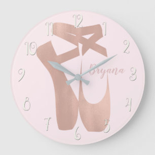 Pink Ballet Slippers Ballerina Rose Personalisiert Große Wanduhr