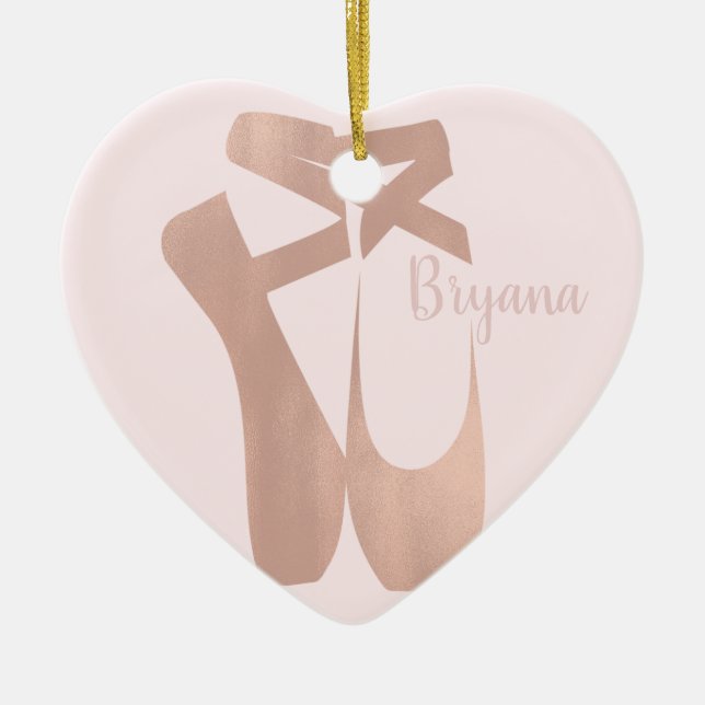 Pink Ballet Slippers Ballerina Rose Personalisiert Keramikornament (Vorne)