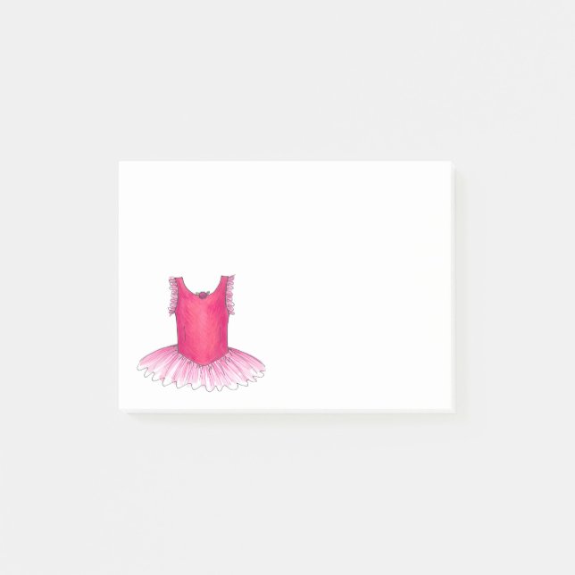 Pink Ballet Tutu Ballerina Tanzlehrer Kostüm Post-it Klebezettel (Vorderseite)