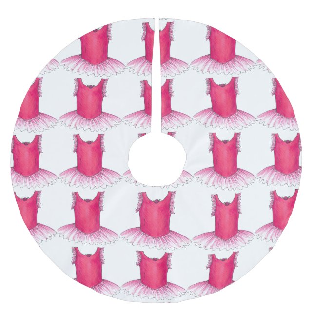 Pink Ballet Tutu Ballerina Tanzstudio Polyester Weihnachtsbaumdecke (Vorderseite)