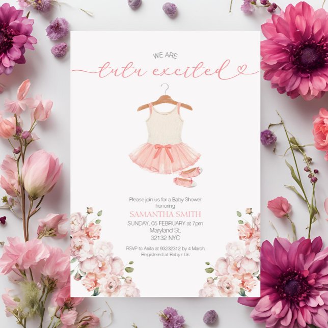 Pink Ballet Tutu Erregte Kinderdusche Einladung (Von Creator hochgeladen)