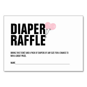 Pink Balloon Baby Duschkabine Windeln Raffle Ticke Tischnummer