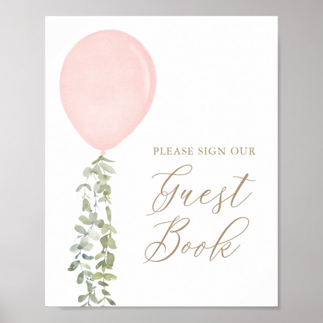Pink Balloon Baby Showbuchsignatur Poster (Vorne)