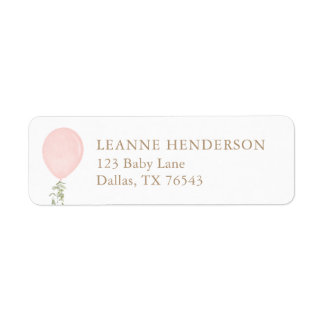 Pink Balloon Babydusche Rücksendeadresse