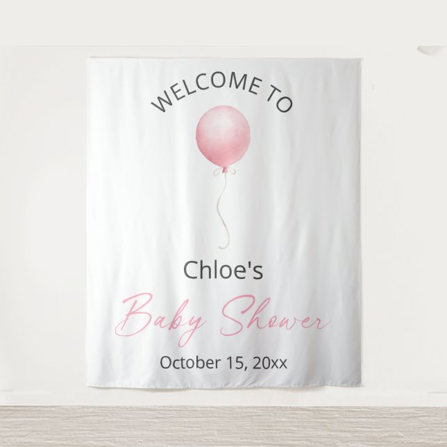 Pink Balloon Babydusche Wandteppich (Vorderseite)