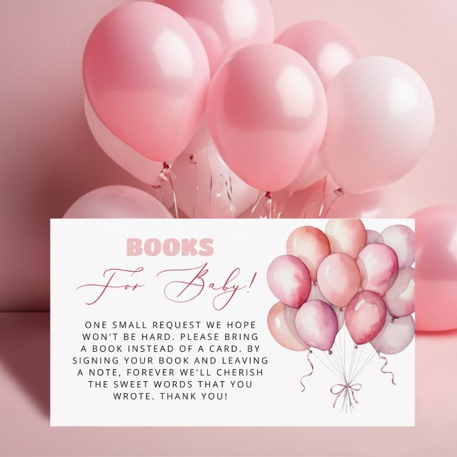 Pink Balloon Bärenbücher für Baby Girl Baby Dusche Begleitkarte (Von Creator hochgeladen)
