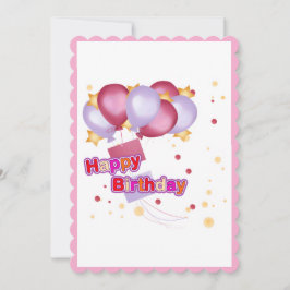 Pink Balloon Birthday Card for Girls – Cute and Jo Einladung