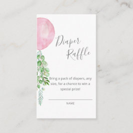Pink Balloon Diaper Raffel Ticket Begleitkarte