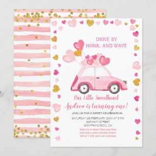 Pink Balloon Drive by Valentine Birthday Einladung