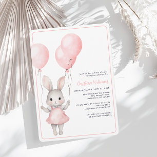 Pink Balloon Girl Baby Shower Einladung