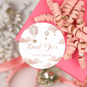 Pink Balloon Magic Gold Glitzer Birthday Girl Runder Aufkleber