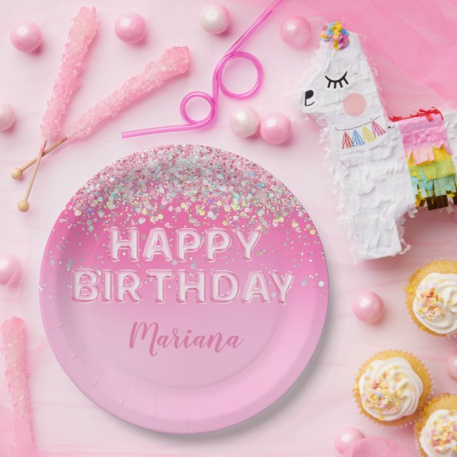 Pink Balloon Ombre Geburtstagsparty Pappteller (Party)