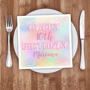 Pink Balloon Rainbow Birthday Party Serviette