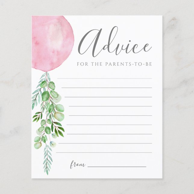 Pink Balloon Ratgeber wünscht Babykarte (Vorderseite)