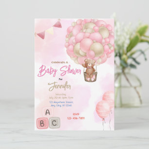 Pink Balloons Babydusche Einladung
