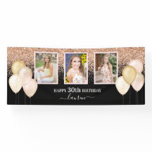 Pink Balloons Drei Fotos 30. Schwarzer Geburtstag