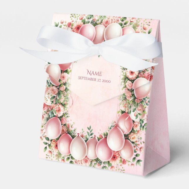 Pink Balloons Gefallen Box Geschenkschachtel (Vorderseite)