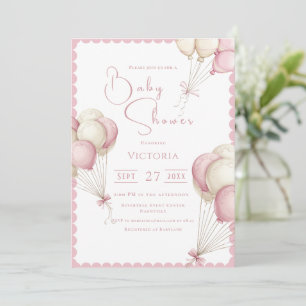 Pink Balloons Girl Baby Dusche Einladung